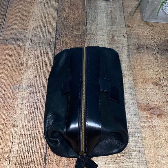 Fossil Soft Leather Black Travel Toiletry Bag Shaving Dopp Vintage - Picture 6 of 13